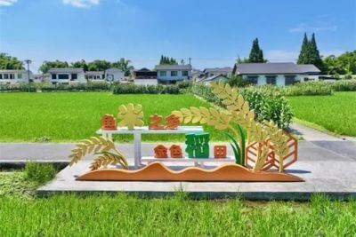 農(nóng)田水稻不銹鋼雕塑小品：鄉(xiāng)村景觀的藝術點綴